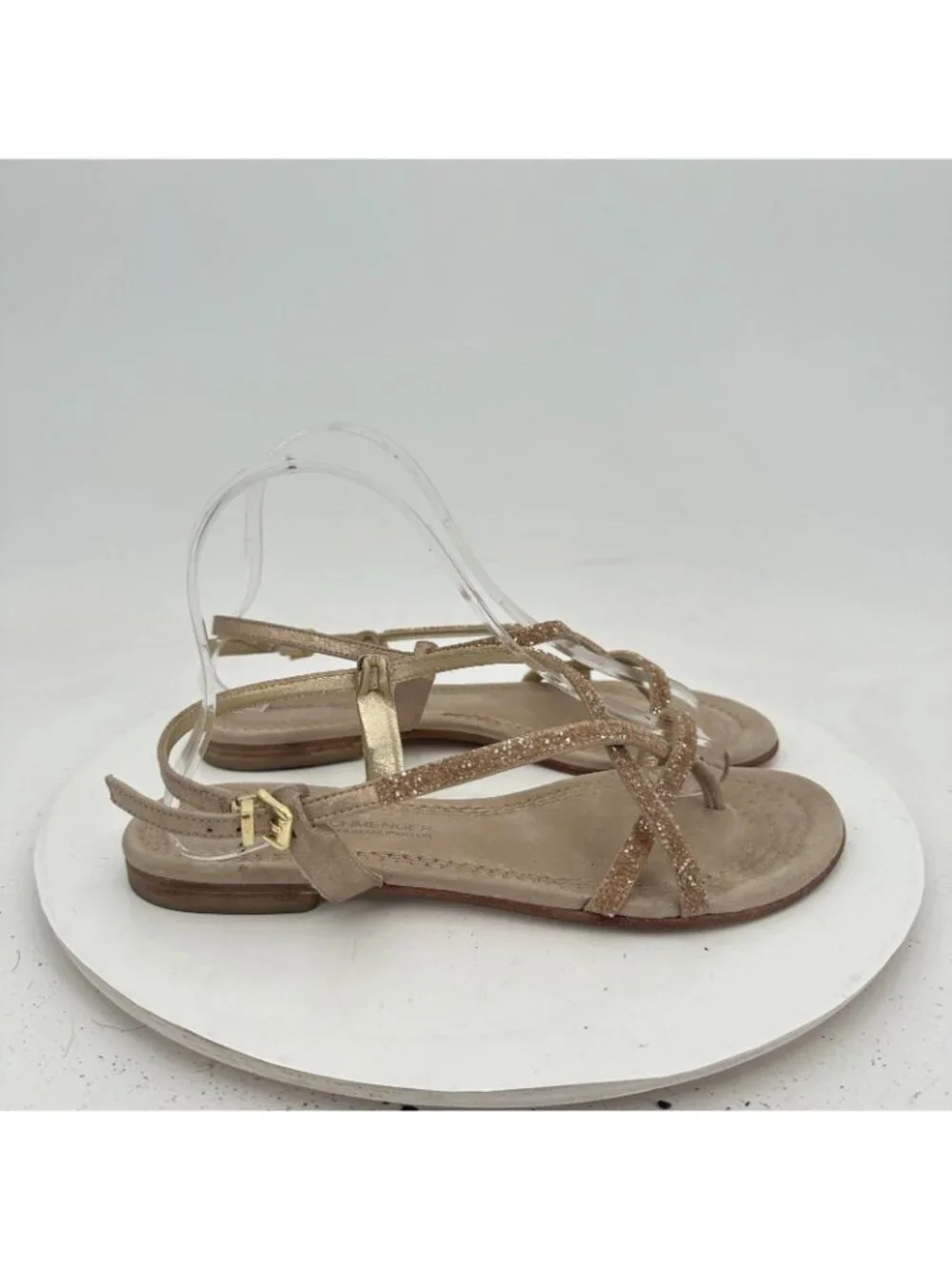 Kennel & Schmenger Womens Size 5 Gold Strappy Metallic Sling Back Flat Sandal